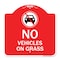 Signmission Designer Series Sign-No Vehicles on Grass, Red & White Aluminum Sign, 18" x 18", RW-1818-23552 A-DES-RW-1818-23552 - alternate 1